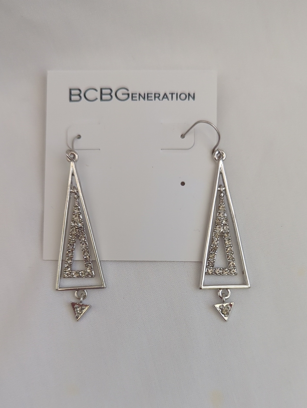 BCBGeneration Silver Triangle Drop Earrings